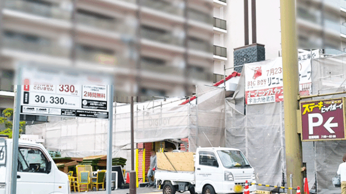 工事中の「ビッグボーイ宇治六地蔵店」前の画像